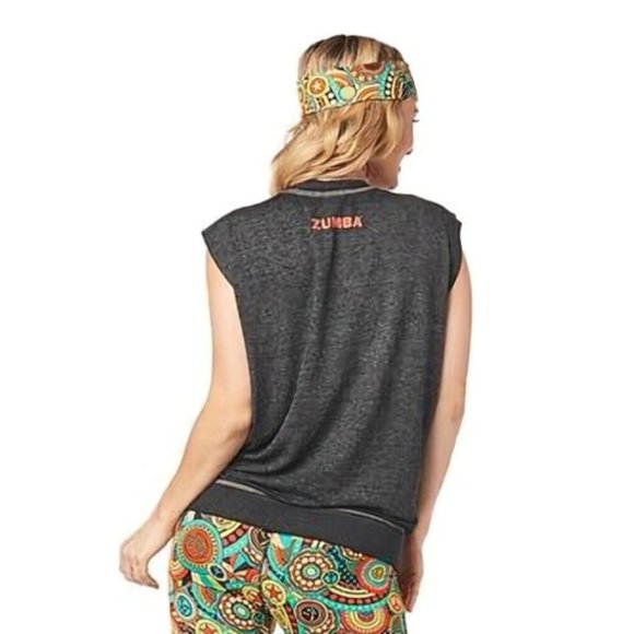 ZUMBA® WEAR - VIBES DON'T LIE Sleeveless Pullover Top - Orange or Grey - Picture 5 of 6